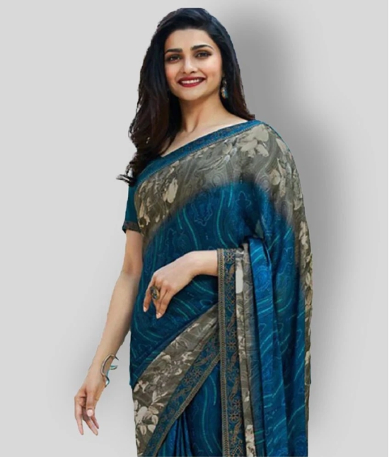 Gazal Fashions - Multicolor Chiffon Saree With Blouse Piece (Pack of 1)