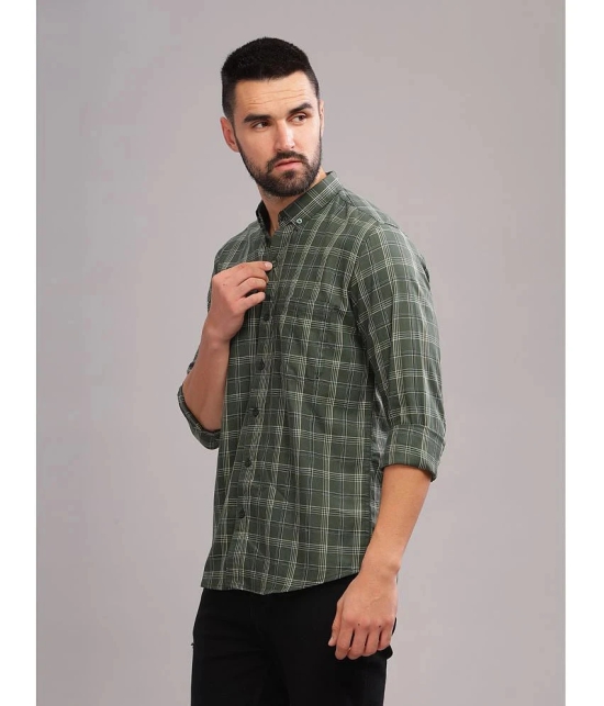 Paul Street 100% Cotton Slim Fit Checks Full Sleeves Mens Casual Shirt - Olive ( Pack of 1 ) - None