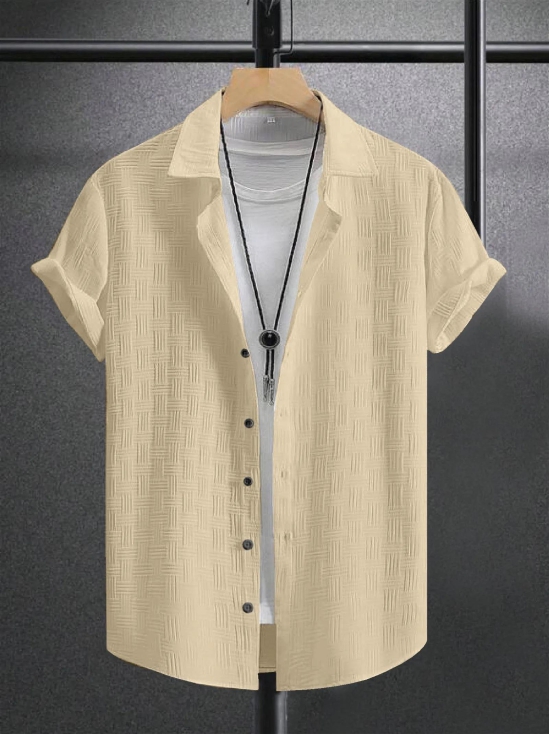 Yellow Colour Men's Casual Wear Short Sleeve Shirt-M-41 / Yellow