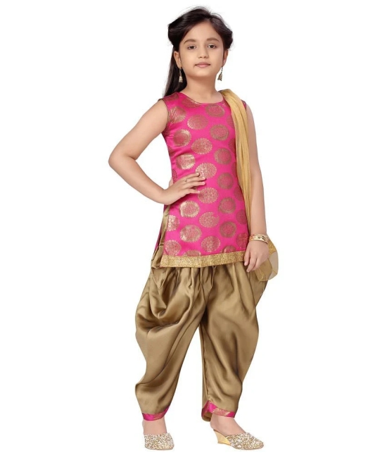 Aarika Girls Silk Patiala Kurta Set ( Pack of 1 , Pink ) - None