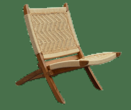 Orchid Homez Hand Woven Lounge Chair Folding Solid Wood Outdoor Chair (Natural) (Off- White)