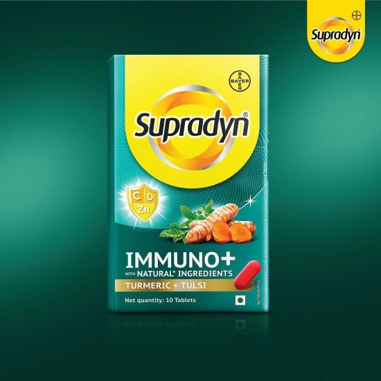 Supradyn Immuno+ Multivitamin with Turmeric & Tulsi | Tablet for Energy & Immunity-  10 Tablets Pack of 6 x 10 Tablets