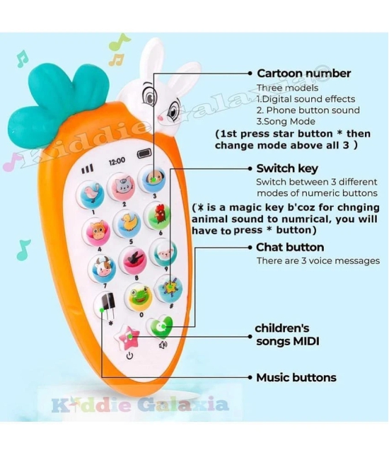 Kids My First Touch Screen Mobile with Light and Sound Effect, A Neck Holder with Random Character Smartphone Toy (Multicolor)