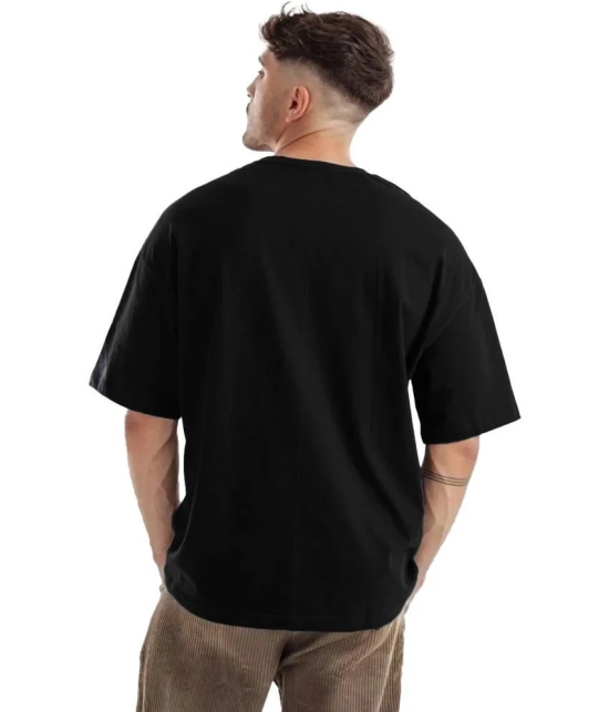 Trond 100% Cotton Oversized Fit Printed Half Sleeves Mens T-Shirt - Black ( Pack of 1 ) - None