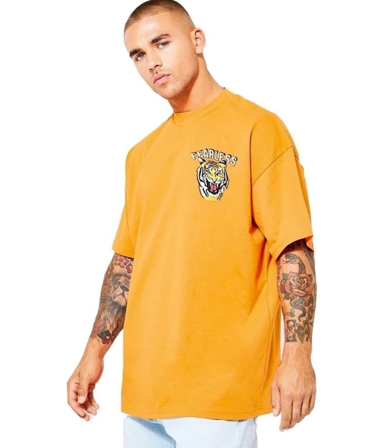 Leotude Cotton Blend Oversized Fit Printed Half Sleeves Mens T-Shirt - Mustard ( Pack of 2 ) - None