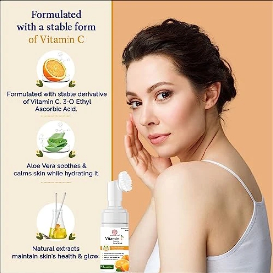 Natural Vitamin C Face Wash for Women & Men I Natural Simple Face Wash | Clean & Glowing Skin I Oil Free Look I Orange Beads & Chemical Free Pack Of 1.