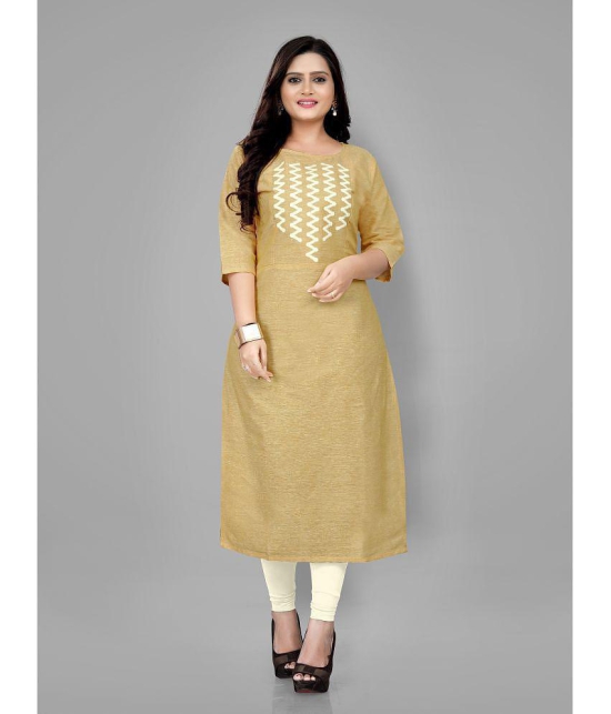 RIAANA - Yellow Cotton Womens Straight Kurti ( Pack of 1 ) - None