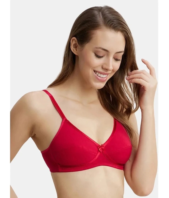 Jockey 1242 Wirefree Non Padded Super Combed Cotton Elastane Cross Over Everyday Bra - Red Love - None