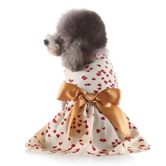 Dog Clothes| Little Heart Silk Dress | Sizes and Colours Available| Claws N Paws-S