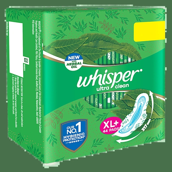 Whisper Ultra Clean XL+ Wings Pads, 44 Pcs