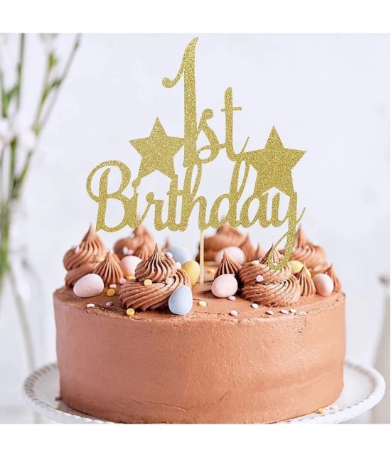 Zyozi 1st Birthday Cake Topper - First Birthday Topper, all the first birthday cake decorations, which is the perfect finish for your cake. White back?Little Star Cake Topper. - Gold