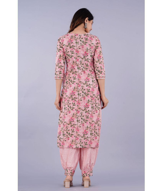 Doriya - Pink Straight Cotton Blend Women's Stitched Salwar Suit ( Pack of 1 ) - None