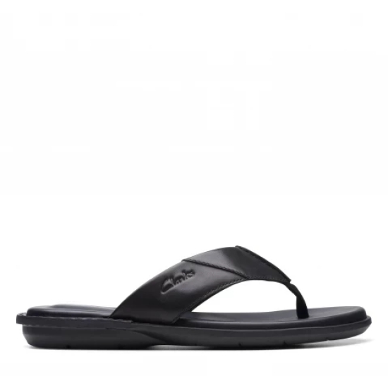 CLARKS BLACK MEN LEATHER PENRYN POST FLIP FLOP