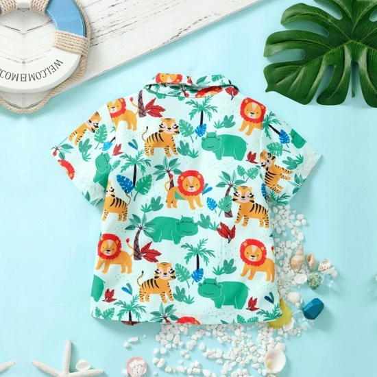 Venutaloza Boy's Animal Colorfull Designer Button Front Shirt For Boy.-1 Year-2 Year