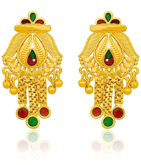 LUV FASHION Golden Jhumki Earrings ( Pack of 1 ) - Golden