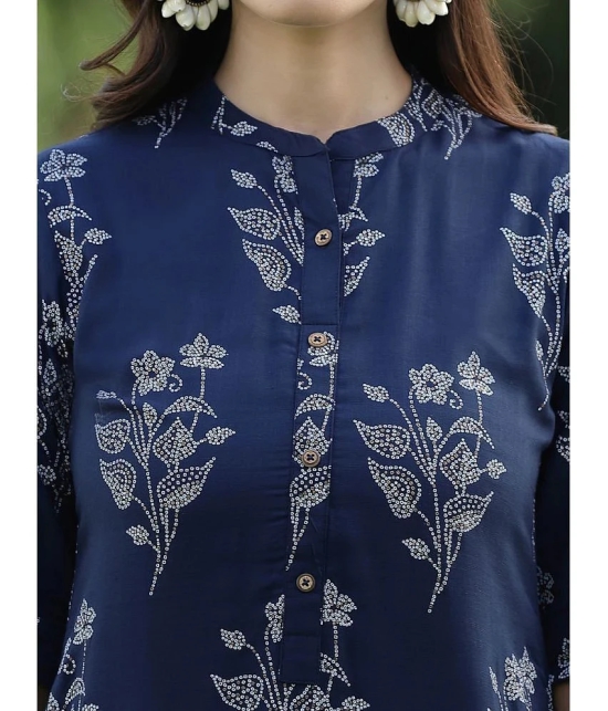 Juniper - Indigo Rayon Womens Straight Kurti ( Pack of 1 ) - None