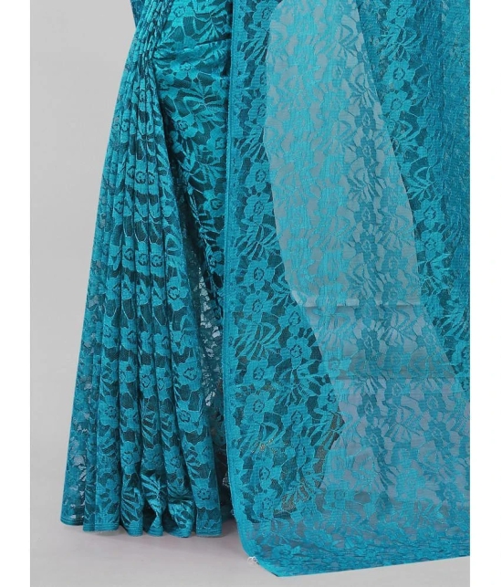 Apnisha - Turquoise Net Saree With Blouse Piece ( Pack of 1 ) - Turquoise