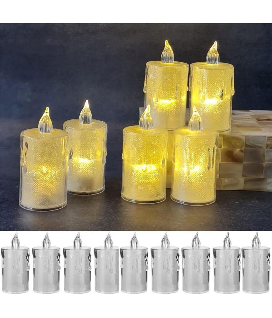 TINUMS - Off White LED Tea Light Candle 8 cm ( Pack of 3 )