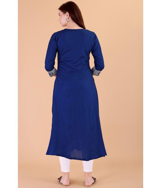 Glomee - Blue Rayon Women's Nayra Kurti ( Pack of 1 ) - None