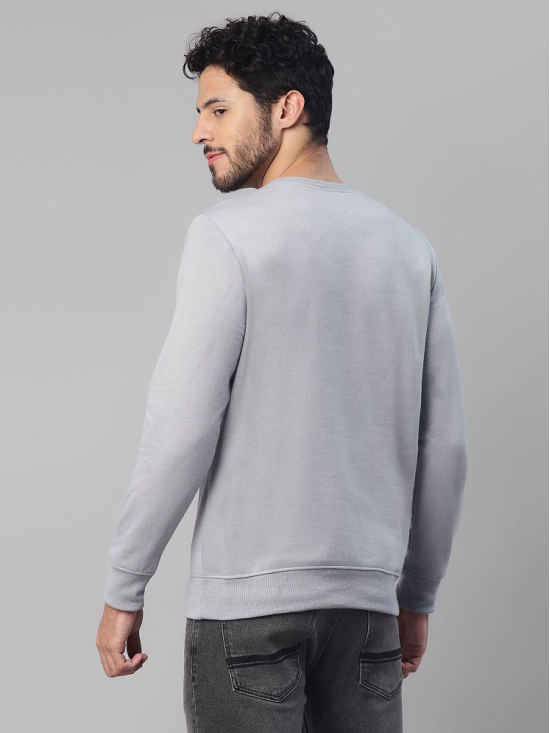 UrbanMark Men Regular Fit Printed Full Sleeves Round Neck Fleece Sweatshirt-Light Grey - None