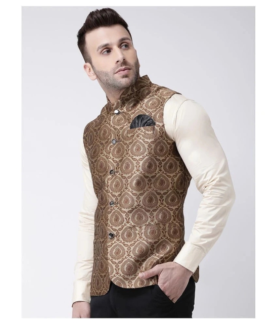 Hangup Brown Polyester Blend Nehru Jacket - None