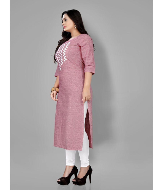 RIAANA - Pink Cotton Womens Straight Kurti ( Pack of 1 ) - None