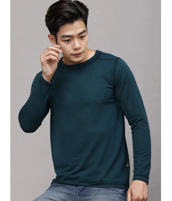 Rigo Polyester Slim Fit Self Design Full Sleeves Mens T-Shirt - Teal ( Pack of 1 ) - None