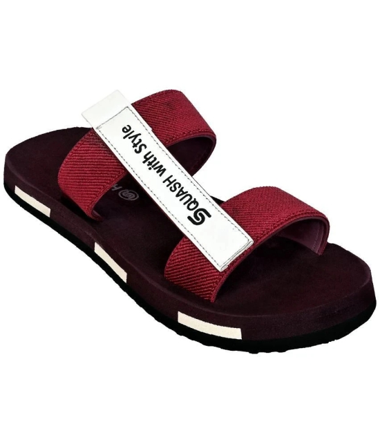 Squash Maroon Mens Slide Flip Flop - None