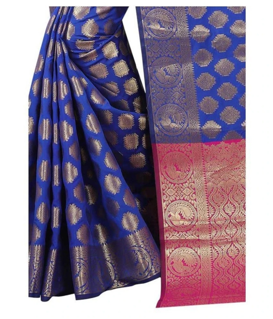 Gazal Fashions Blue Banarasi Silk Saree