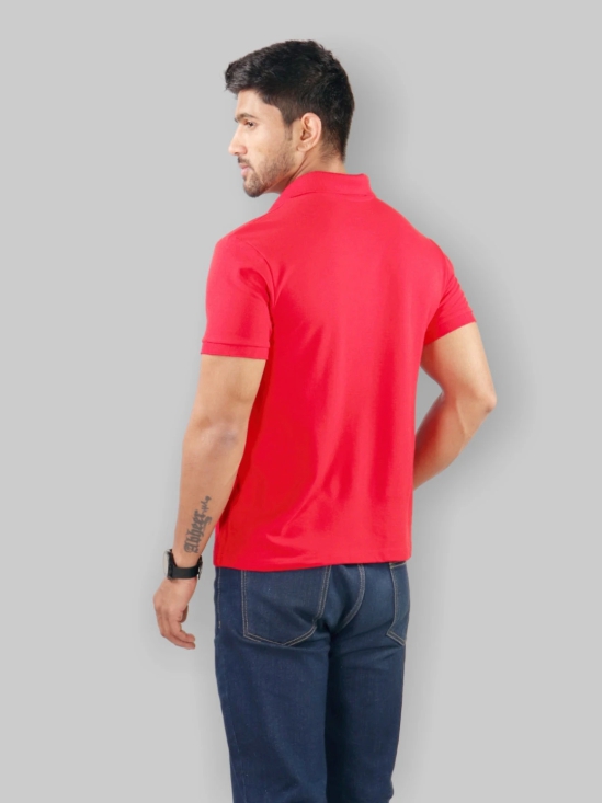 Men Red Polo Neck T-Shirt-XL / Red