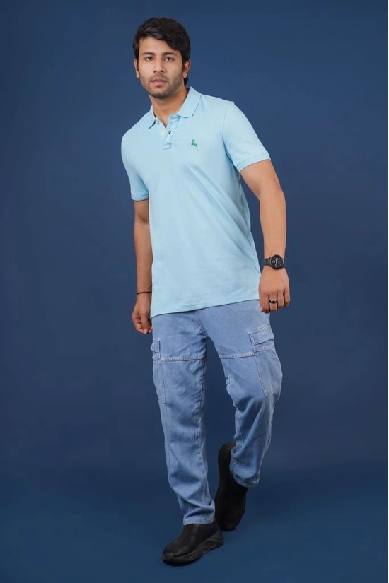 Men's Lt.Blue Embroidery Polo T-Shirt