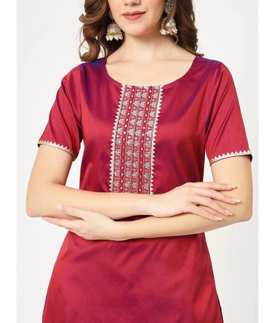 Pannkh Womens Festive Embroidered Round Neck Kurta And Contrasting Pants - None