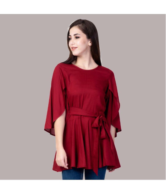 GOD BLESS - Maroon Rayon Women's Knot Front Top ( Pack of 1 ) - None