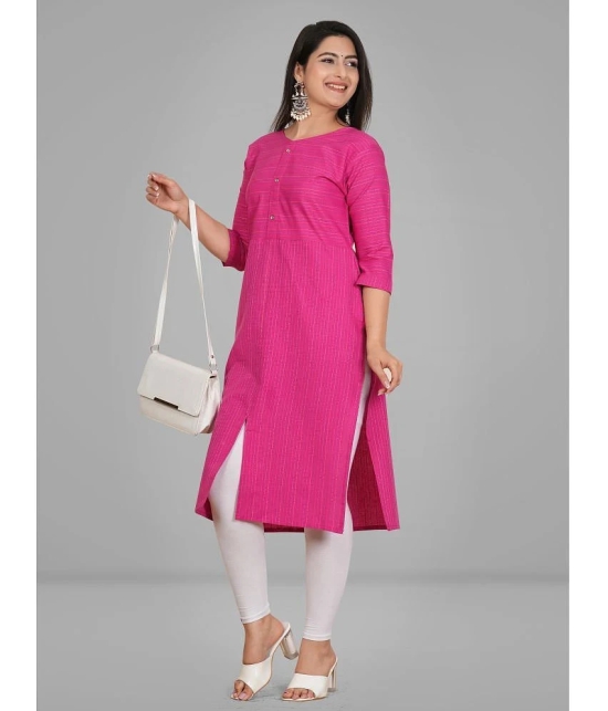 Parastri Cotton Embroidered Front Slit Womens Kurti - Pink ( Pack of 1 ) - None