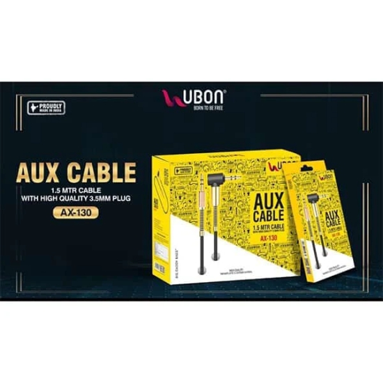 Ubon AX-130 1.5Mtr With High Quality 3.5MM  Plug Aux Cable (Black)