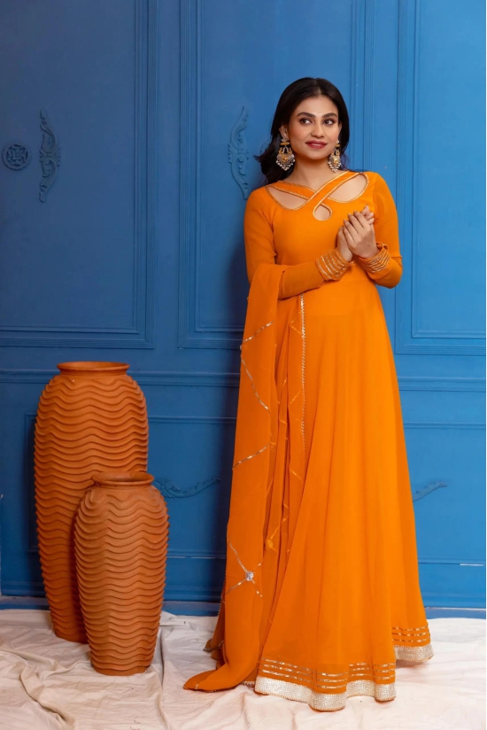 Mimosa Yellow Anarkali with Dupatta-XL