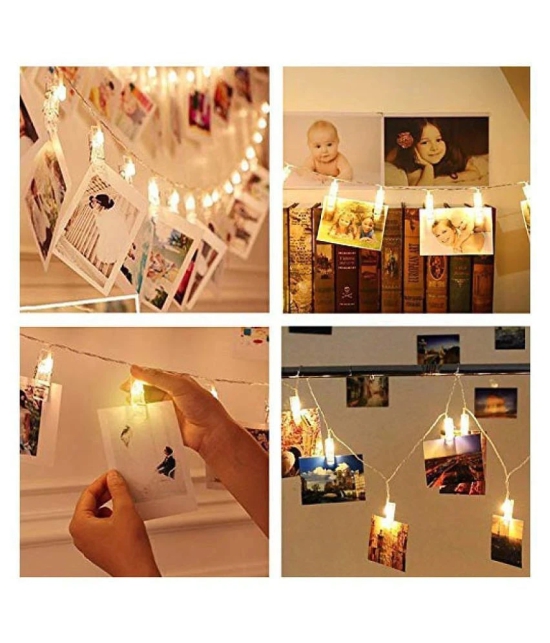 YUTIRITI  20 LED Photo Clip String Home Lights for Hanging Photos Cards Memos Home Office Bedroom Decoration (Warm)