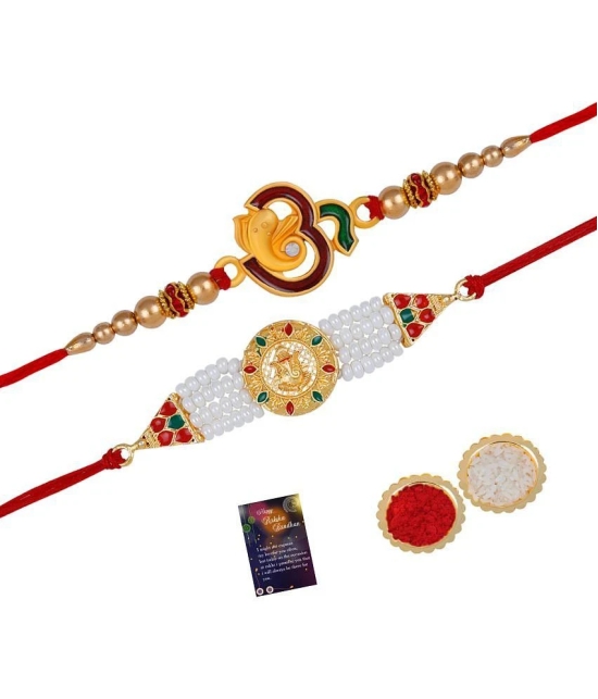 Silver Shine - Red Religious Rakhi ( Pack of 2 ) - None