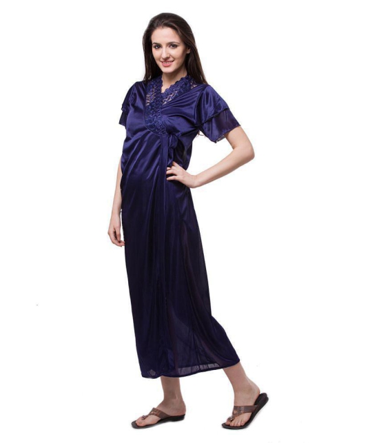 Fasense Satin Robes - Navy - L