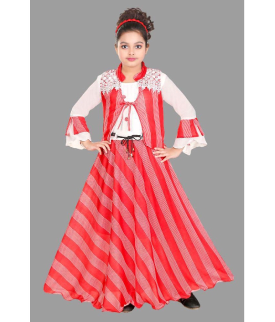 SFC - Red Cotton Blend Girls Gown ( Pack of 1 ) - None