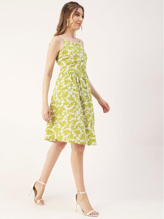 Moomaya Printed Sleeveless Cotton Dress, Buttoned Midi With Pockets, Summer Dress