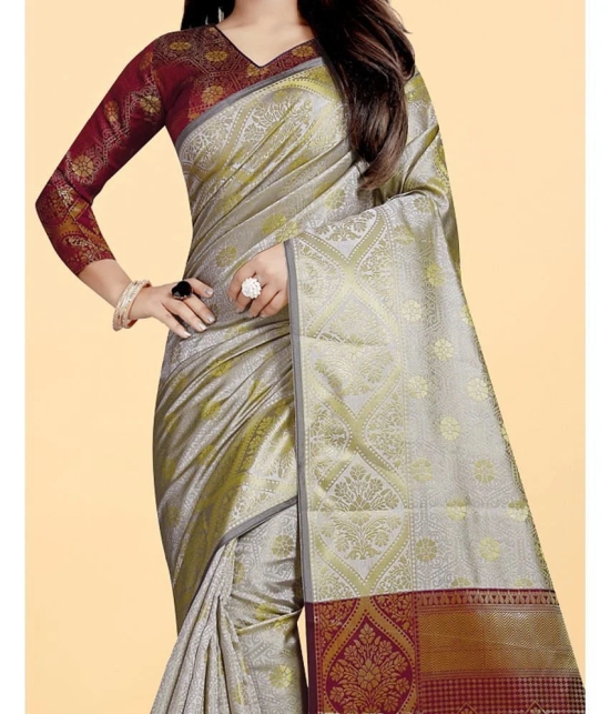 Gazal Fashions - Cream Banarasi Silk Saree With Blouse Piece ( Pack of 1 ) - Cream