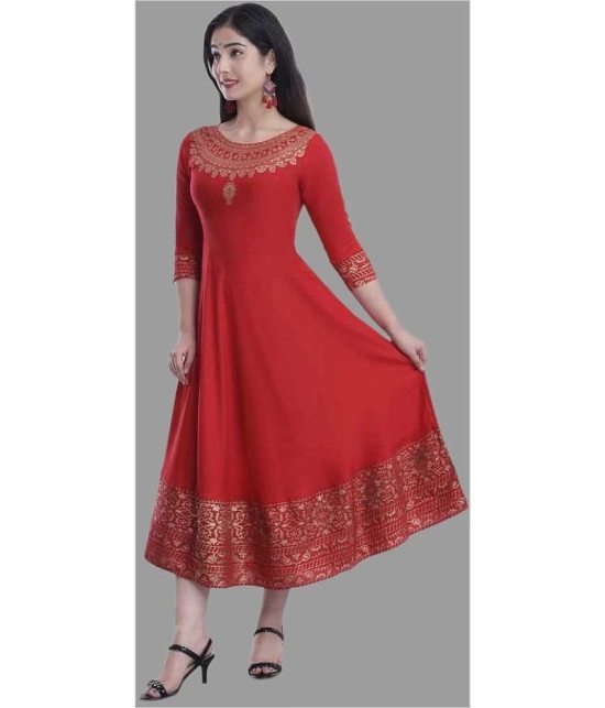 SIPET - Red Rayon Womens Anarkali Kurti ( Pack of 1 ) - None