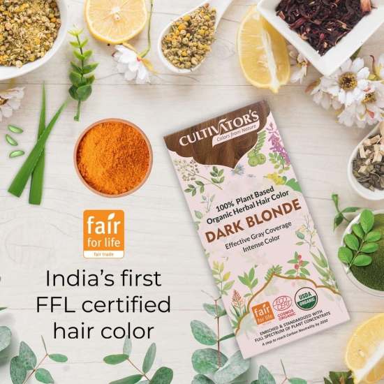 Cultivators Organic Hair Colour - Herbal Hair colour for Women and Men - Ammonia Free Hair Colour Powder - Natural Hair Colour Without Chemical, (Dark Blonde) - 100g