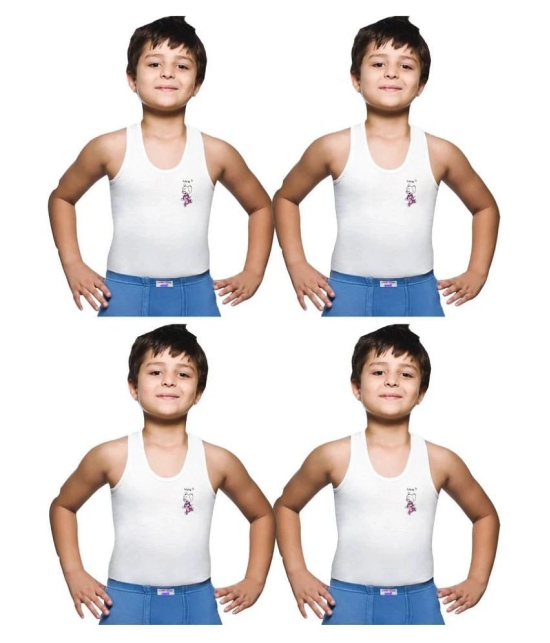 Lux Venus Boys, Girls and Kids Scoop Neck Sleeveless White Vests - Pack of 4 - None