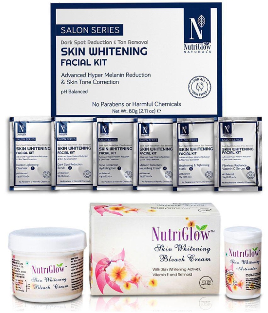 Nutriglow Skin Whitening Facial Kit 60gm and Skin Whitening Bleach Cram 43gm For All Skin Type (Pack of 2)