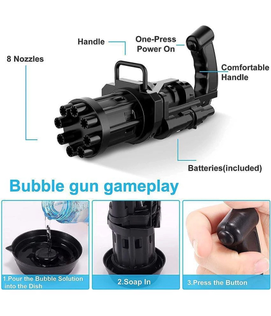 8-Hole Electric Bubbles Gun for Toddlers Toys, New Gatling Bubble Machine Outdoor Toys for Boys and Girls, Multicolour - Multi-Colour