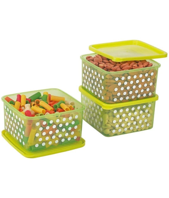 HOMETALES Plastic Multi-Purpose Food Container, 1000ml Each, Green, (3U) - Green