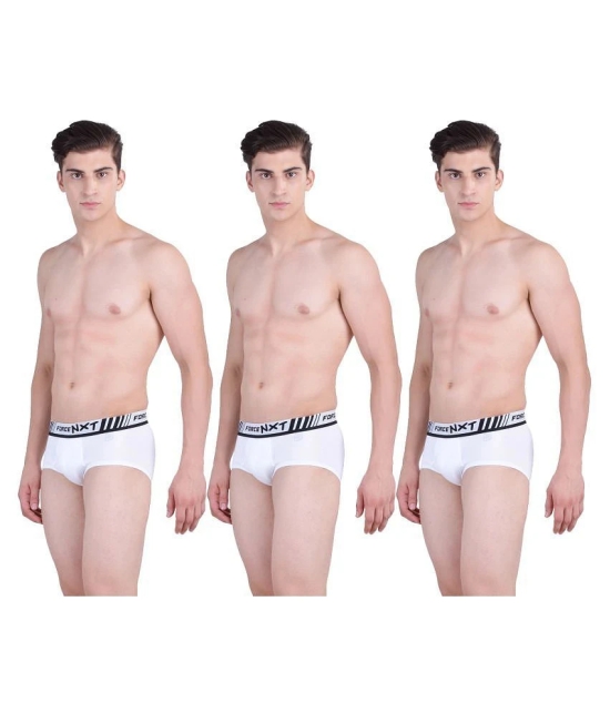 Force NXT Pack of 3 Cotton Mens Briefs ( White ) - S