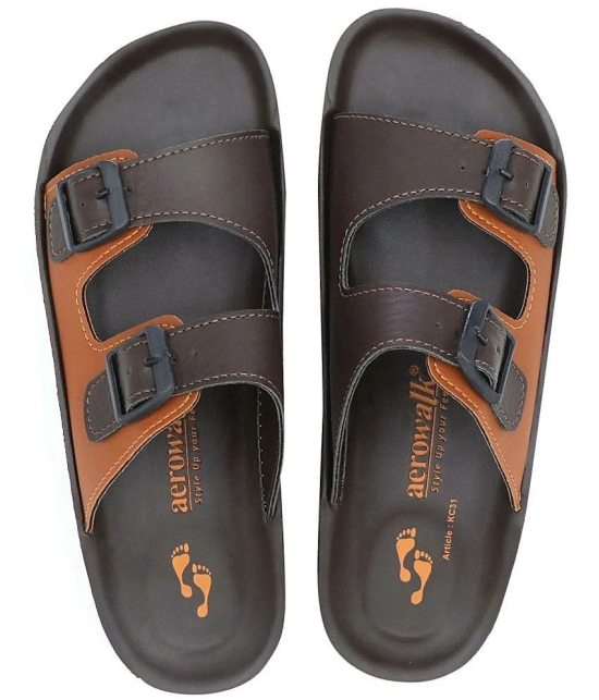 Aerowalk Brown Mens Slide Flip Flop - None